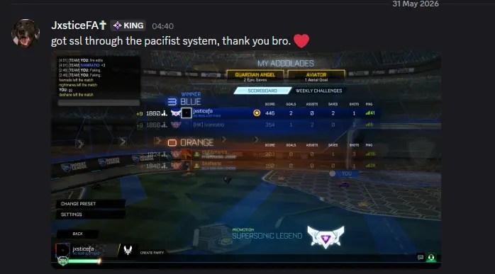 Player saying they reached Supersonic Legend through The Pacifist System